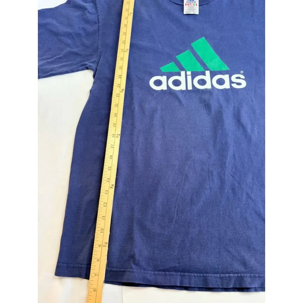 Vintage Adidas Mens Large Blue Logo Graphic T Shirt Short Sleeve Athletic Casual